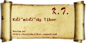 Kömlődy Tibor névjegykártya